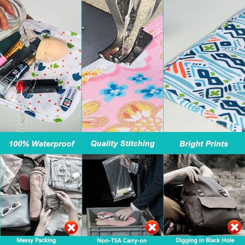HIONXMGA Set of 3 Clear Travel Toiletry Bag, TSA Approved, Quart Size S/M/L - color: Black, Mixed Sizes