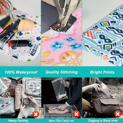 HIONXMGA Set of 3 Clear Travel Toiletry Bag, TSA Approved, Quart Size S/M/L - color: Hearts, Mixed Sizes