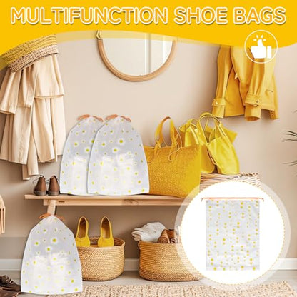 Shoe Bags for Travel, Waterproof Drawstring Shoe Bags for Packing - color: Daisy