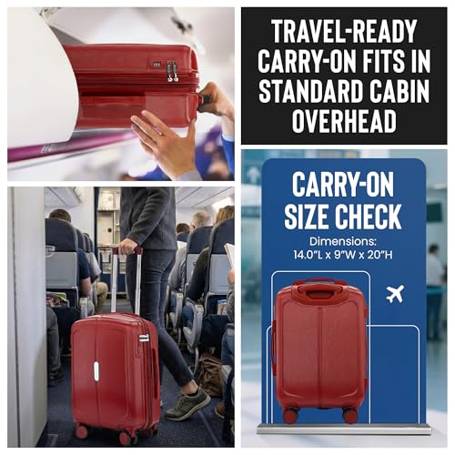 IZOD Mateo 3 Piece Expandable Hardside Luggage Set, Maroon - color: Maroon, size: 3 Piece Set