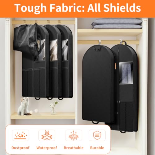 Garment Bag Travel Hanging Clothes: 43 Inch 2 Packs Fabric Breathable Foldable Zippered Pockets - Closet Storage Cover Packable - Men's Suit Shirts Uniform Jacket Jersey Tuxedo - size: 43"2Pack