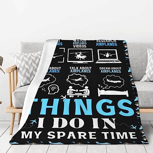 Airplant Throw Blanket,Aviation Plane Blanket,Pilot Gifts - color: Things I Do in My Spare Time, size: 40” x 50“