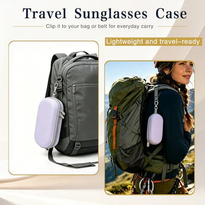 Double Sunglasses Case, Hard Shell Glasses Case for Men Women - color: Pu Purple