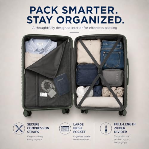 IZOD Romeo 3 Piece Hardside Expandable Luggage Set with Spinner Wheels - color: Forest, size: 3 Piece Set