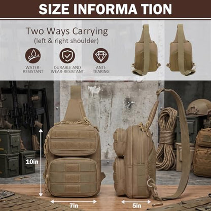 Tactical Sling Bag Backpack, RFID Blocking Crossbody Shoulder Bag for Men - color: Brown