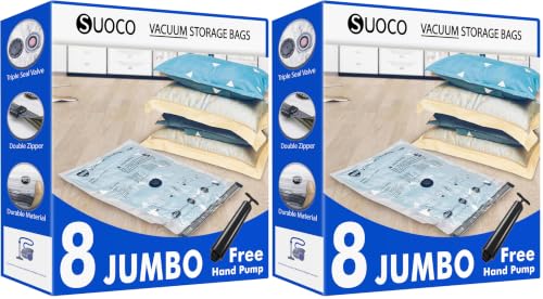 Vacuum Storage Bags, Compression Packing Space Saver Seal Bags for Clothing Bedding Comforters Blankets Pillows, 8 Jumbo (Pack of 2) - size: 8 Jumbo (Pack of 2)