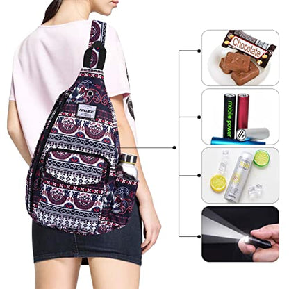 Backpack Sling for Women Anti-Water Crossbody Bag Inclined Adjustable Pack - color: Exotic