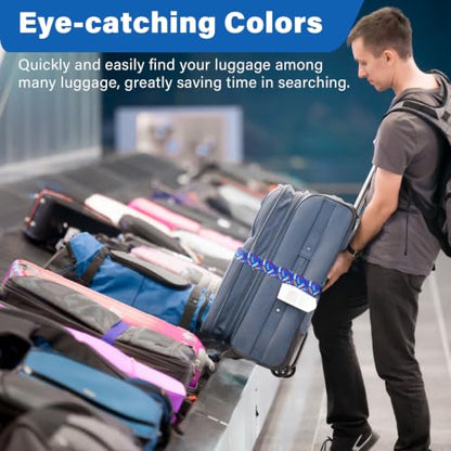 Luggage Straps for Suitcases, Travel Adjustable Belt with Quick Release Buckle, Heavy Duty Nylon Bag Packing Strap, Unique Bright Identifiers Business Travel Accessories (2 Pack) - Blue Shoes - color: Blue Shoes