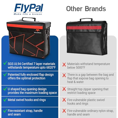 Flypal Fireproof Document Bag with lock, Patented Enclosed Flap, X Large