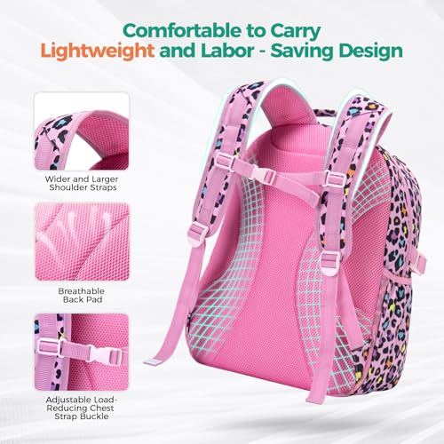 Choco Mocha Floral Backpack Set Kids Backpacks for Girls, Girls Backpack with Lunch Box & Water Bottle, Elementary School Bookbag Age 6-8 17 Inch, Pink - color: Floral Pink