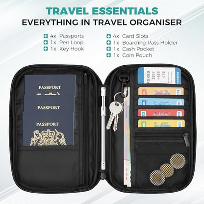 Passport Holder Travel Wallet, Black - color: Black