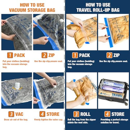 HIBAG Vacuum Storage Bags with Electric Pump, Vacuum Seal Bags for Clothing, Pillows, Blanket Bedding Comforters, 30 pack - size: 30-COMBO