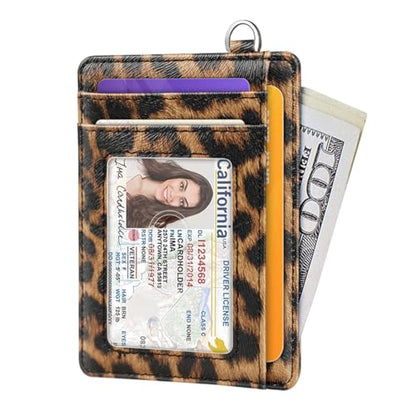 Coco Rossi Slim Front Pocket Wallet Leopard Credit Card Holder Women - color: A Leopard