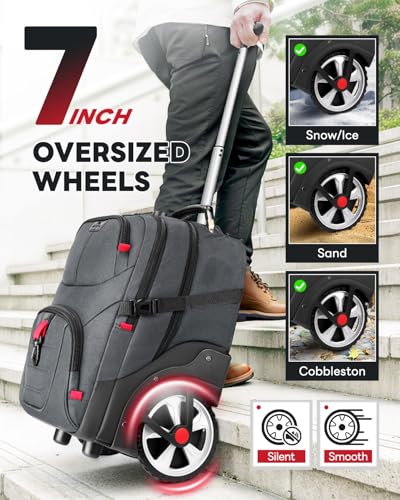 MATEIN Rolling Laptop Bag with Larger Wheels, Anti Theft Lock for Adult Men - color: Grey