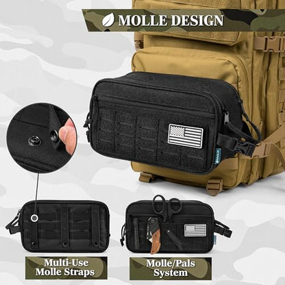 PAVILIA Tactical Toiletry Bag Men, Water Resistant Molle Military, Black XL - color: Black, size: Extra Large
