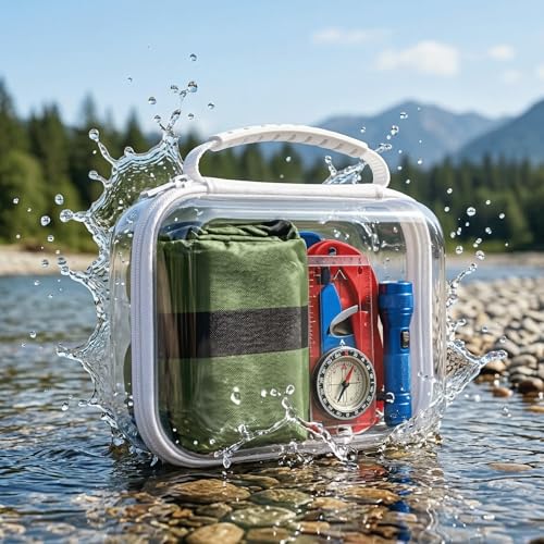 Clear Hard Shell Zipper Organizer Cases, 3 Pack with Handles - color: White1