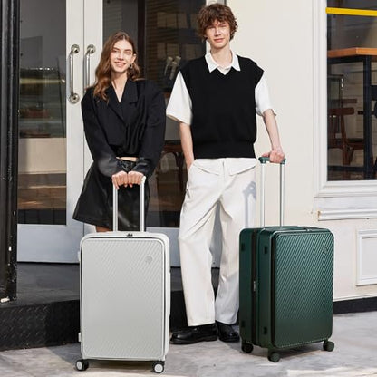 mixi 20 Inch Expandable Carry On Luggage PC Hard Shell Suitcase Top Opening Rolling Travel Suitcases with Spinner Wheels & TSA Lock, Blackish Green - color: Blackish Green, size: 20-inch