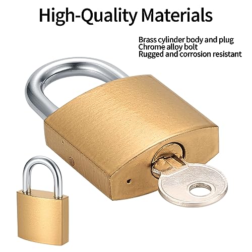 8 Pcs Small Solid Brass Padlocks with Same Keys Keyed Lock - color: Gold, size: 32MM-8PCS
