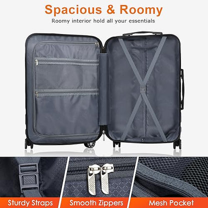 Luggage Sets Hardside Lightweight Suitcase with Spinner Wheels TSA Lock, 3-Piece Set (20/24/28) - color: Orange