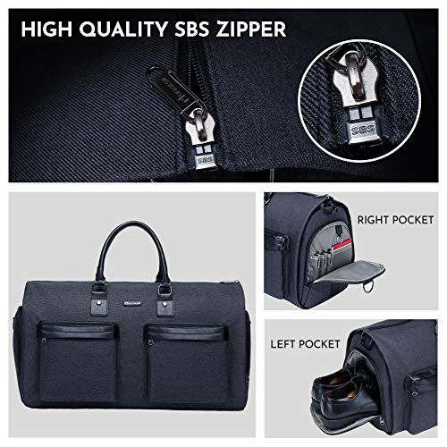 Garment Bags for Travel, 45L Carry on Convertible Garment Duffle bag - color: Jet Black