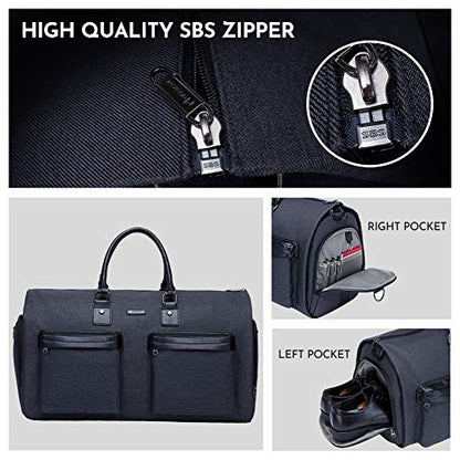 Garment Bags for Travel, 45L Carry on Convertible Garment Duffle bag - color: Jet Black