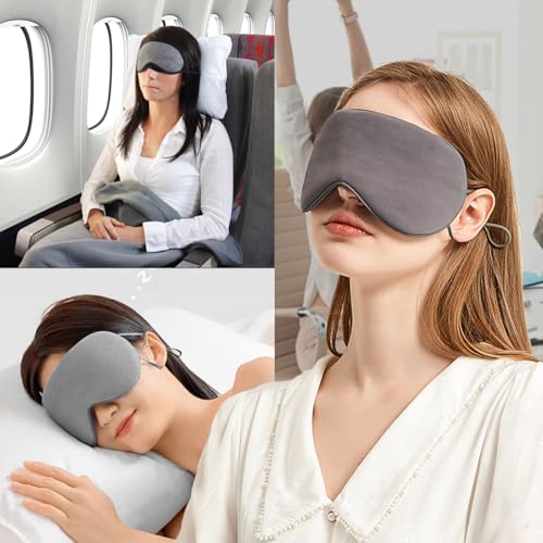 Sleep Eye Mask for Sleeper Men Women,Pressure Free Light Block Out Eye Maskwith Easy Adjustable Strap for Lunch Break,Airplane, Sleep(Black)