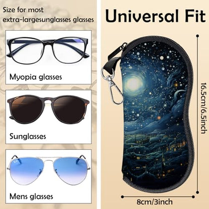 Glasses Case Eyeglass Sunglasses Zipper Soft Neoprene Ultra Light Pouch Metal Belt Clip Aesthetic Women Men - color: E13-blue Sky