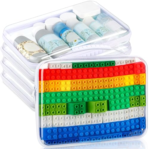 Sanwuta 4 Pcs Clear Zipper Case with Handle, 12.6 x 9 x 2 Inches, White - size: 12.6 x 9 x 2 Inches