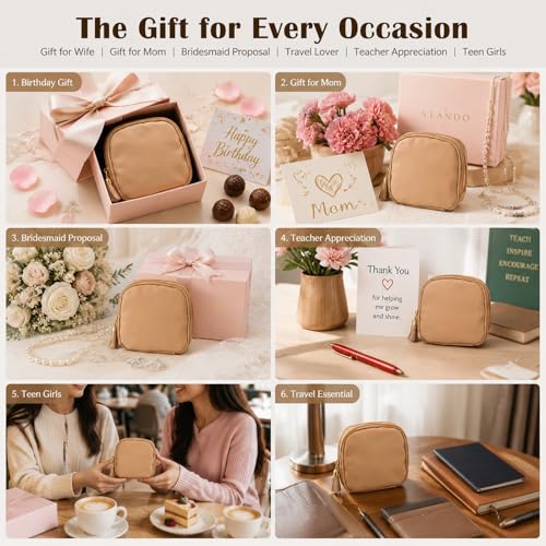 Small Travel Jewelry Pouch, Velvet Pouch Bags with Zipper, Khaki - color: khaki