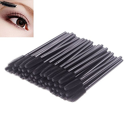 BIHRTC Pack of 100 One-Off Disposable Silicone Eyelash Mascara Brushes - color: Black