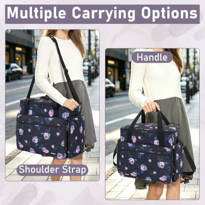 Extra Large Rolling Makeup Bag with Trolley and 4 Removable Pouches - color: Peony