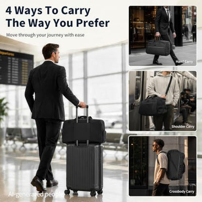 VERAGE Garment Duffel Bag, Carry-On Suit Travel Bag, 45L - color: Jet Black, size: Garment Bags 22-Inch