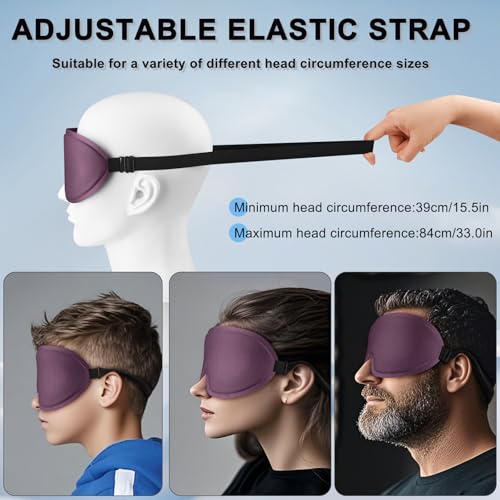 2 Pack Sleep Mask for Side Sleeper, Complete Light Blocking 3D Sleeping Eye Mask, Soft Breathable Eye Cover for Women Men, Travel, Nap, Relaxing Zero Pressure Night Blindfold (Black+Purple) - color: Black+purple
