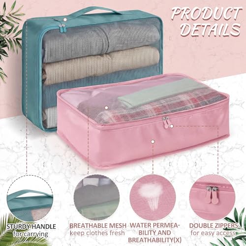 Silkfly 12 Pcs Packing Cubes for Travel,XL, L, M,Classic,Pink, Gray Blue - color: Pink, Gray Blue, size: XL, L, M, style: Classic