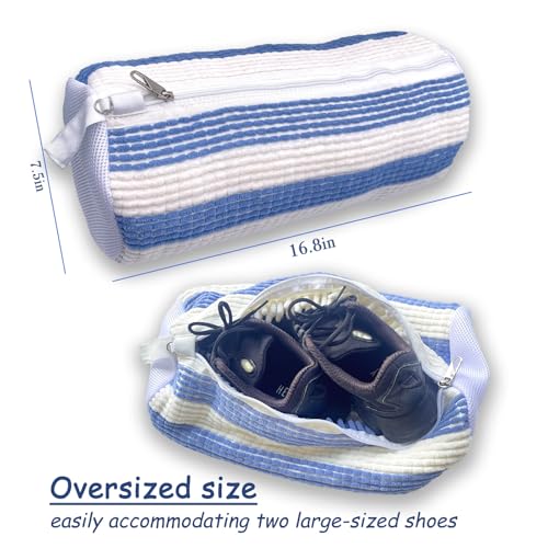 2 Pack Shoe Washing Machine Bag, Shoe Mesh Laundry Bags for Sneakers - color: Bluewhite