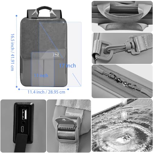 ZINZ Slim & Expandable Laptop Backpack 15.6 16 17 inch,Grey - color: G01y01