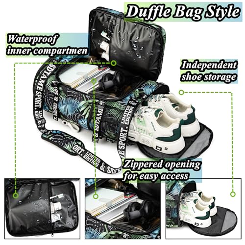 Gym Duffle Bag Backpack,4‑Way Waterproof with Shoe Compartment Travel Hiking Laptop - color: Bronze