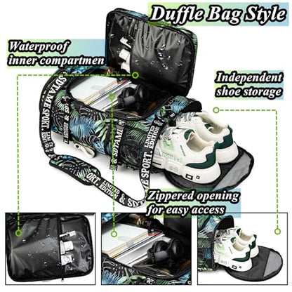 Gym Duffle Bag Backpack,4‑Way Waterproof with Shoe Compartment Travel Hiking Laptop - color: Bronze