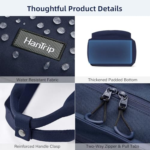 HanTrip Large Laptop Tote Bag with Luggage Sleeve for Travel Work,Navy Blue - color: Navy Blue