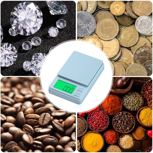 Digital Pocket Scale 1000g/0.01g, Diyife Portable Precision Gram Scale - color: Light Blue