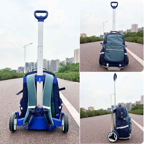 Rolling Backpack Cart, Folding Luggage Cart with Quiet Wheels - Blue - color: Royal Blue, size: Quiet Large Wheels