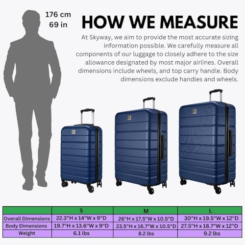 Skyway Epic 2.0 Hardside Lightweight and Durable ABS Shell Luggage, Spacious with 8-Wheel Spinners, Comfort Grip with Telescoping Handle, Men and Women, Royal Blue, 2-Piece Set (20,28) - color: Royal Blue, size: 2-Piece Set (20, 28)