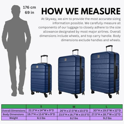 Skyway Epic 2.0 Hardside Lightweight and Durable ABS Shell Luggage, Spacious with 8-Wheel Spinners, Comfort Grip with Telescoping Handle, Men and Women, Royal Blue, 2-Piece Set (20,28) - color: Royal Blue, size: 2-Piece Set (20, 28)