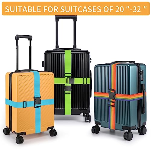BILIONE Luggage Straps for Suitcases,79" Long Adjustable Luggage Belts - color: Black+Pink, size: 4Pcs