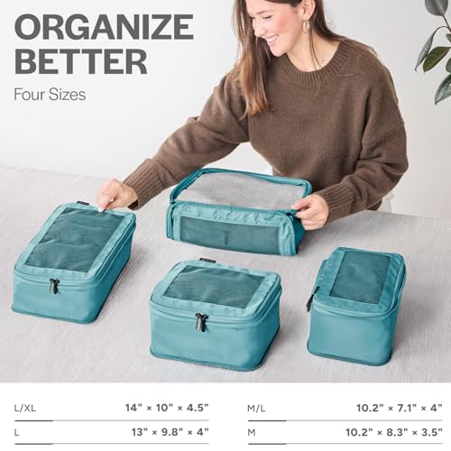Aerotrunk Compression Packing Cubes for Travel, 4-Pack, Teal - color: Teal, size: 4-Pack