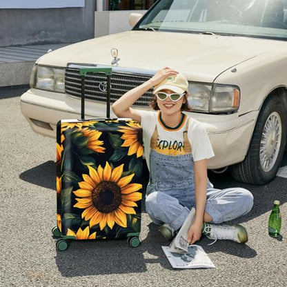 ANNA QUEEN Travel Luggage Cover Suitcase Protector Suitcase Cover Anti-Scratch,Stretchable Bag Cover Washable Durable Polyester - color: sunflower, size: S(fits 20-22inch suitcase)