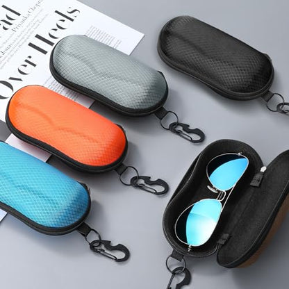 MoKo Semi Hard Shell Sunglasses Case, Unisex Protective Eyeglass Case Glasses Case Holder with Metal Hanging Hook - color: 인디고-에바, size: 1개입