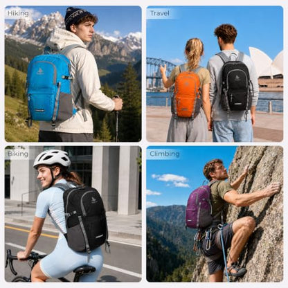 20L Small Hiking Backpack for Women Men, Lightweight Packable Daypack - color: Purple