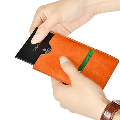 XEYOU Passport Holder Sleeve Case Travel Passport Pouch Wallet - color: Orange