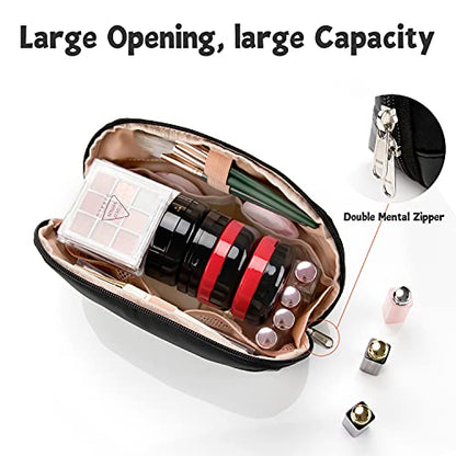 Ethereal Large Makeup Pouch, Large Capacity Makeup Bag for Purse, Travel Zipper Pouch, Makeup Accessories Organizer, Black - color: 03-standard black